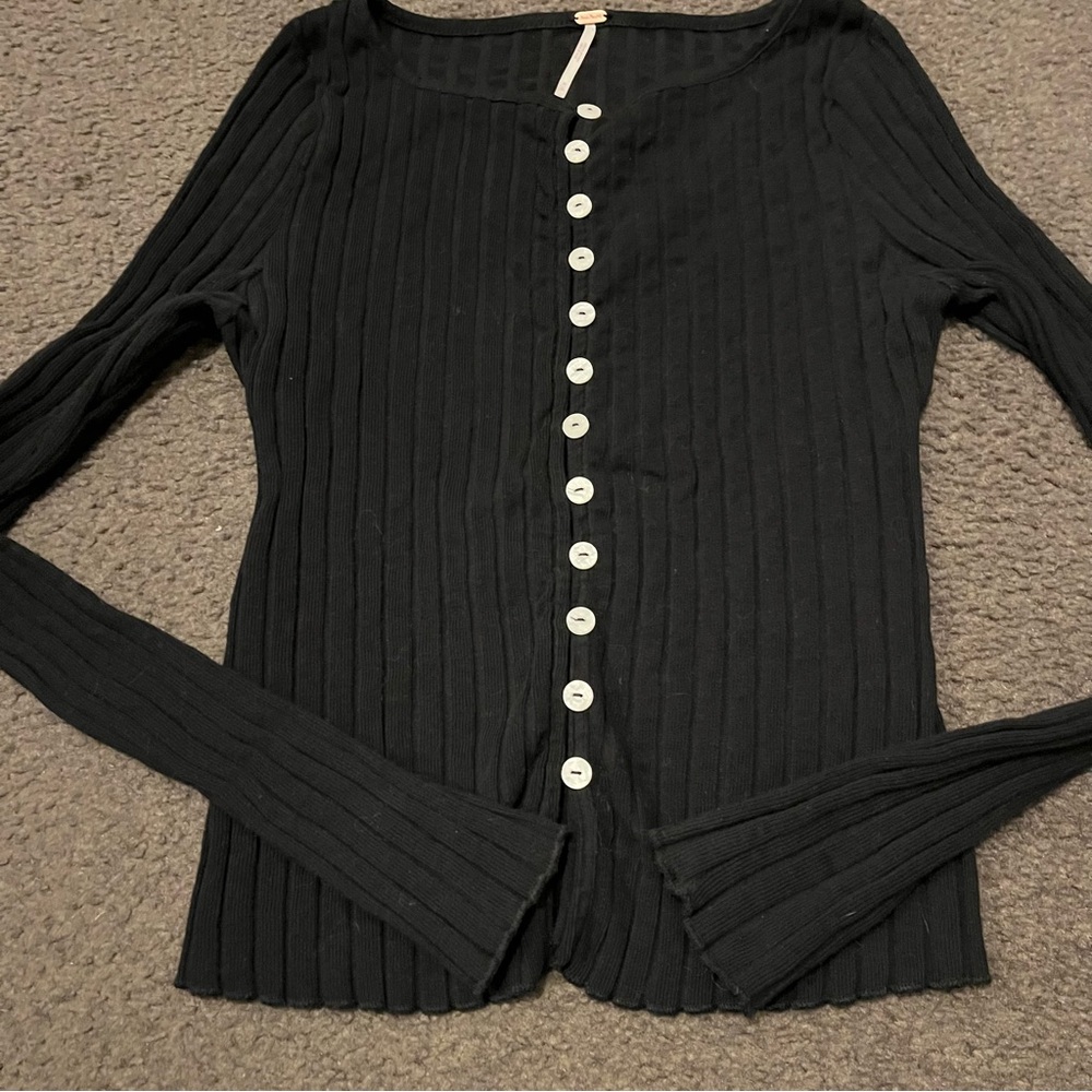 Free People Tilly Long Sleeve Top In Black - Picture 7 of 7